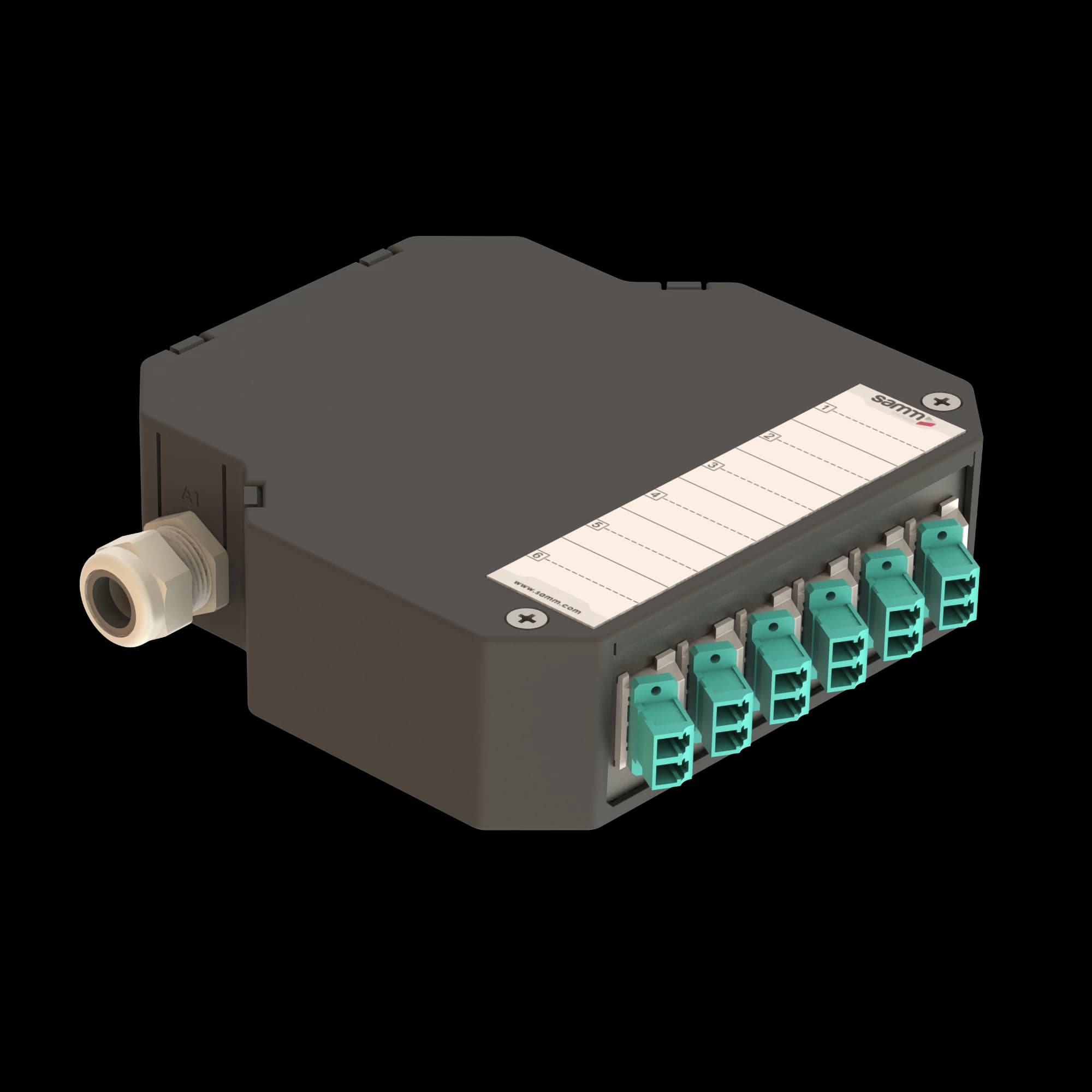DIN Rail Termination Box | 6 LC Duplex Angled | DP2, vista 5