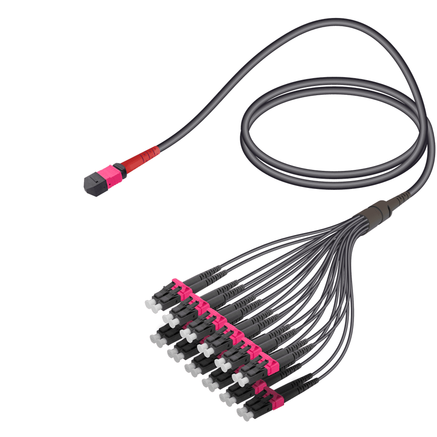 Female MTP Elite to LC/UPC Universal Fanout | Base-24 | Multi Mode G651.OM4 | 4.8/1.8mm