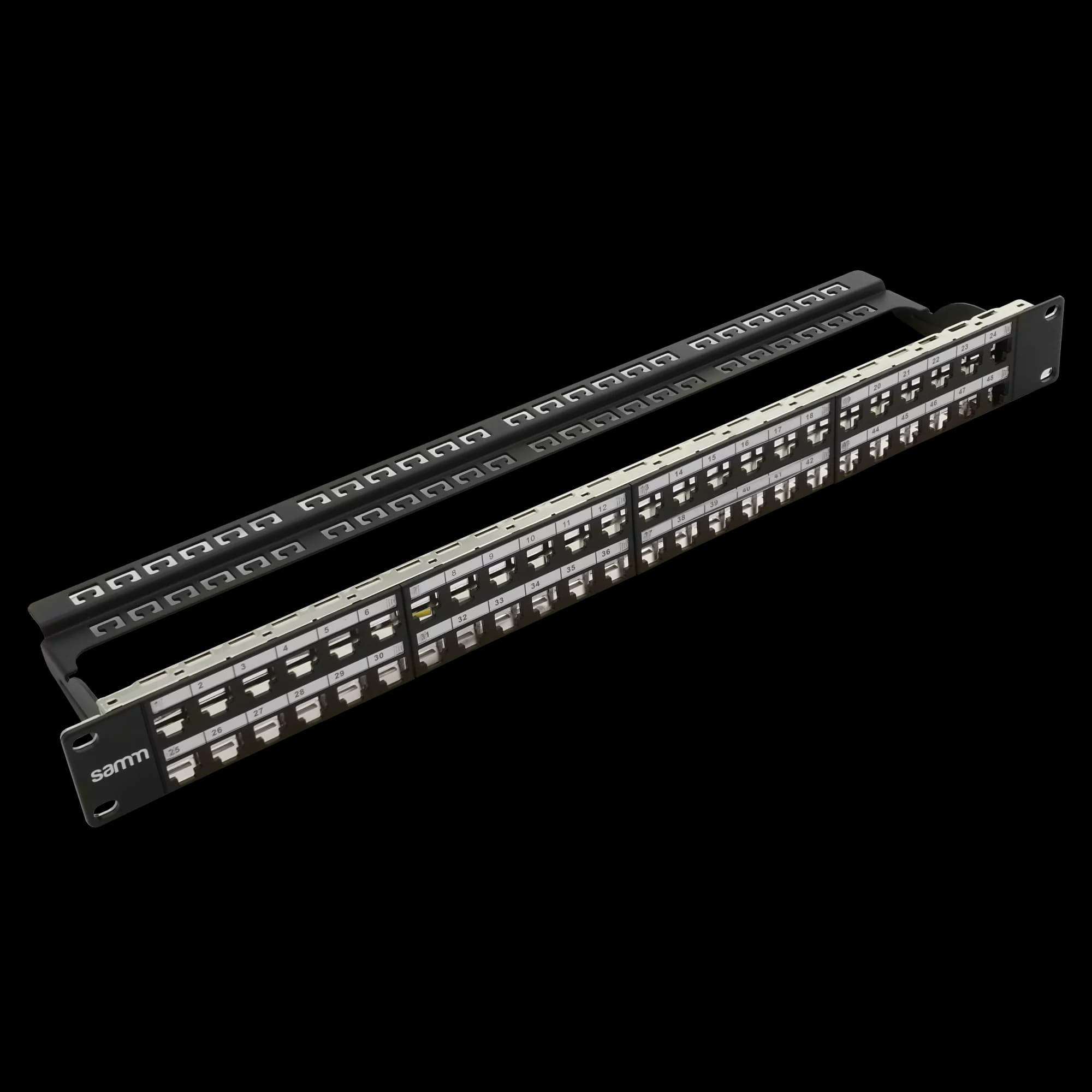Empty Modular Straight HD Patch Panel | 1U CAT-6A | 48 Ports