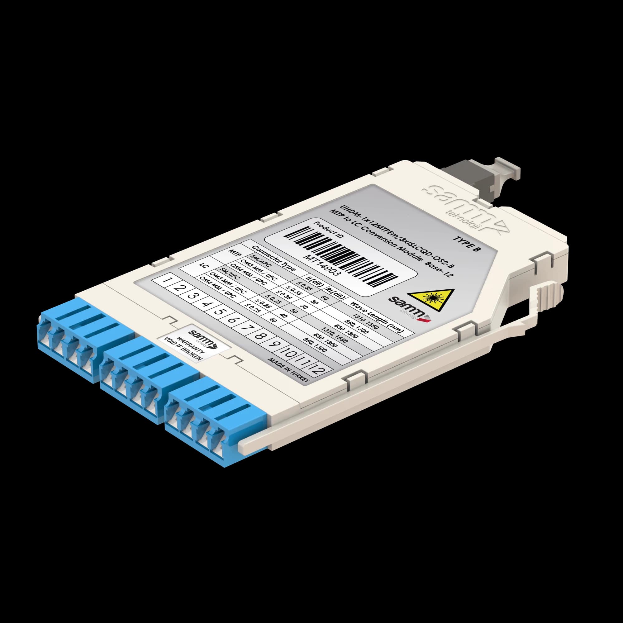 G-Connect | UHD MTP-LC Conversion Module | OS2 | Base-12 | Inner Shutter, vista 3