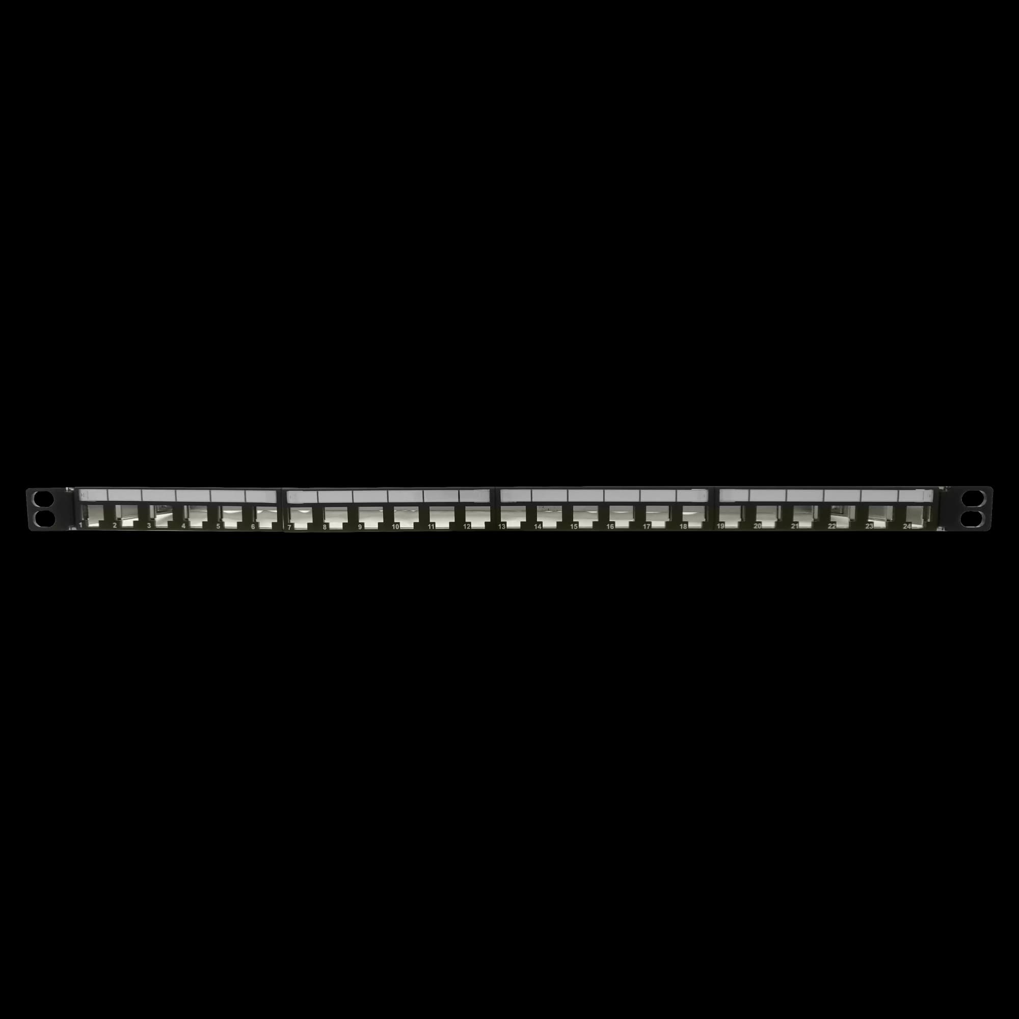 Empty Modular Straight HD Patch Panel | 0.5U CAT-6A | 24 Ports, vista 4