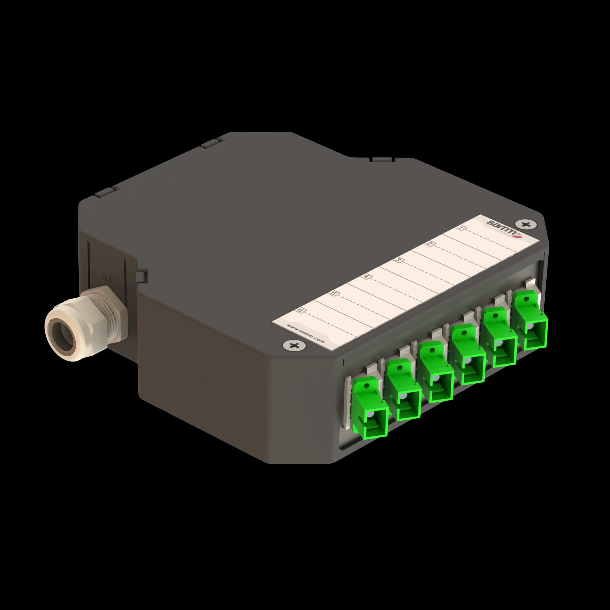 DIN Rail Termination Box | 6 SC Simplex Angled | DP2, vista 3