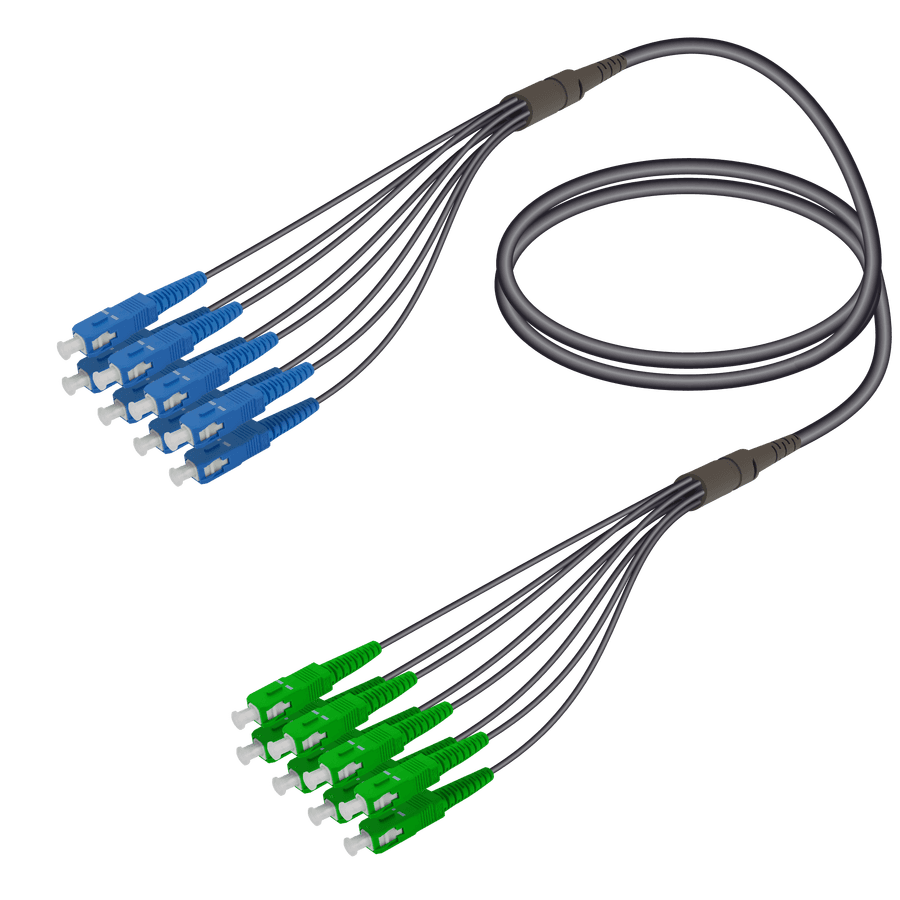 SC/UPC-SC/APC | 8 Fibers Universal Fanout | Single Mode G657.A2 | 4.8/1.8mm