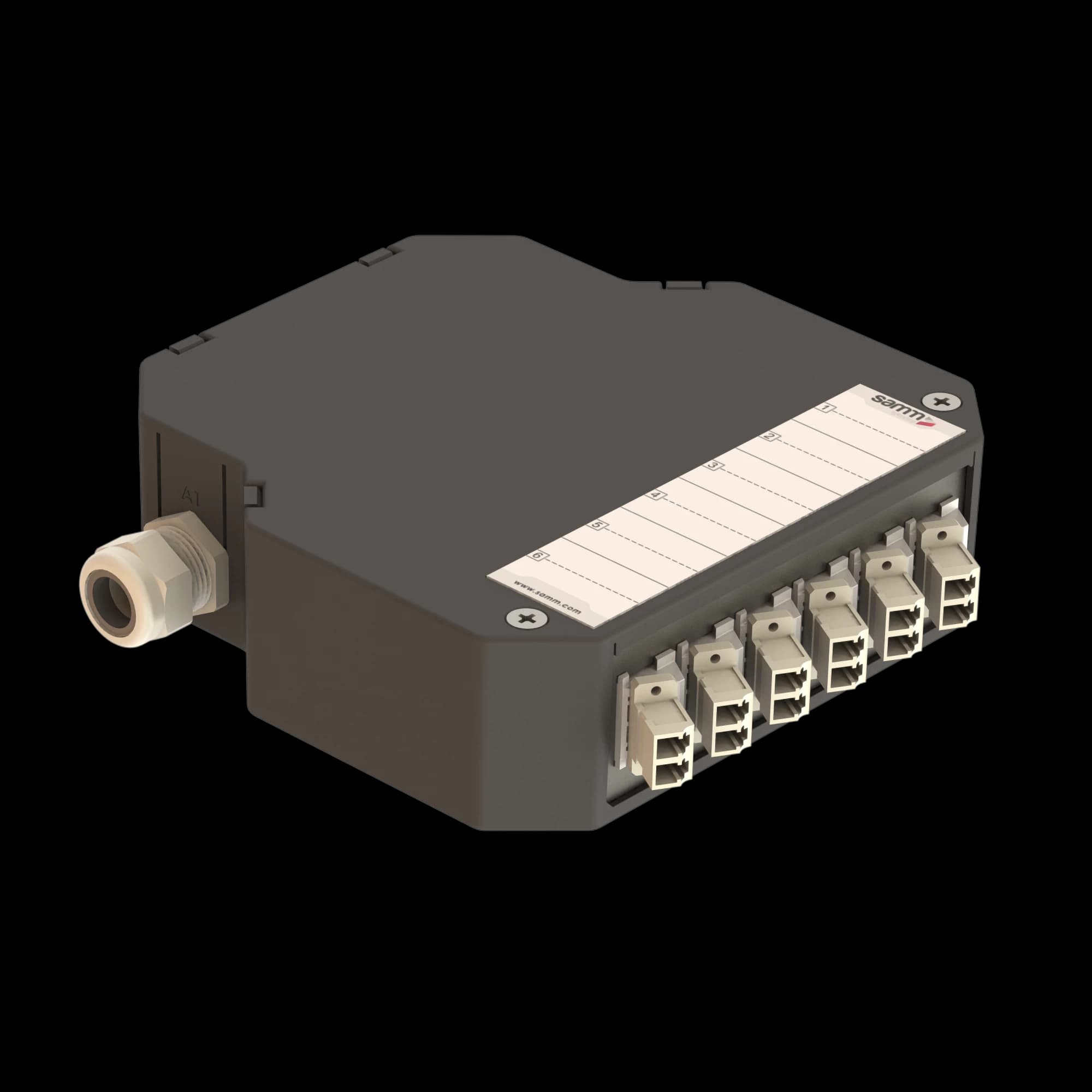 DIN Rail Termination Box | 6 LC Duplex Angled | DP2, vista 4
