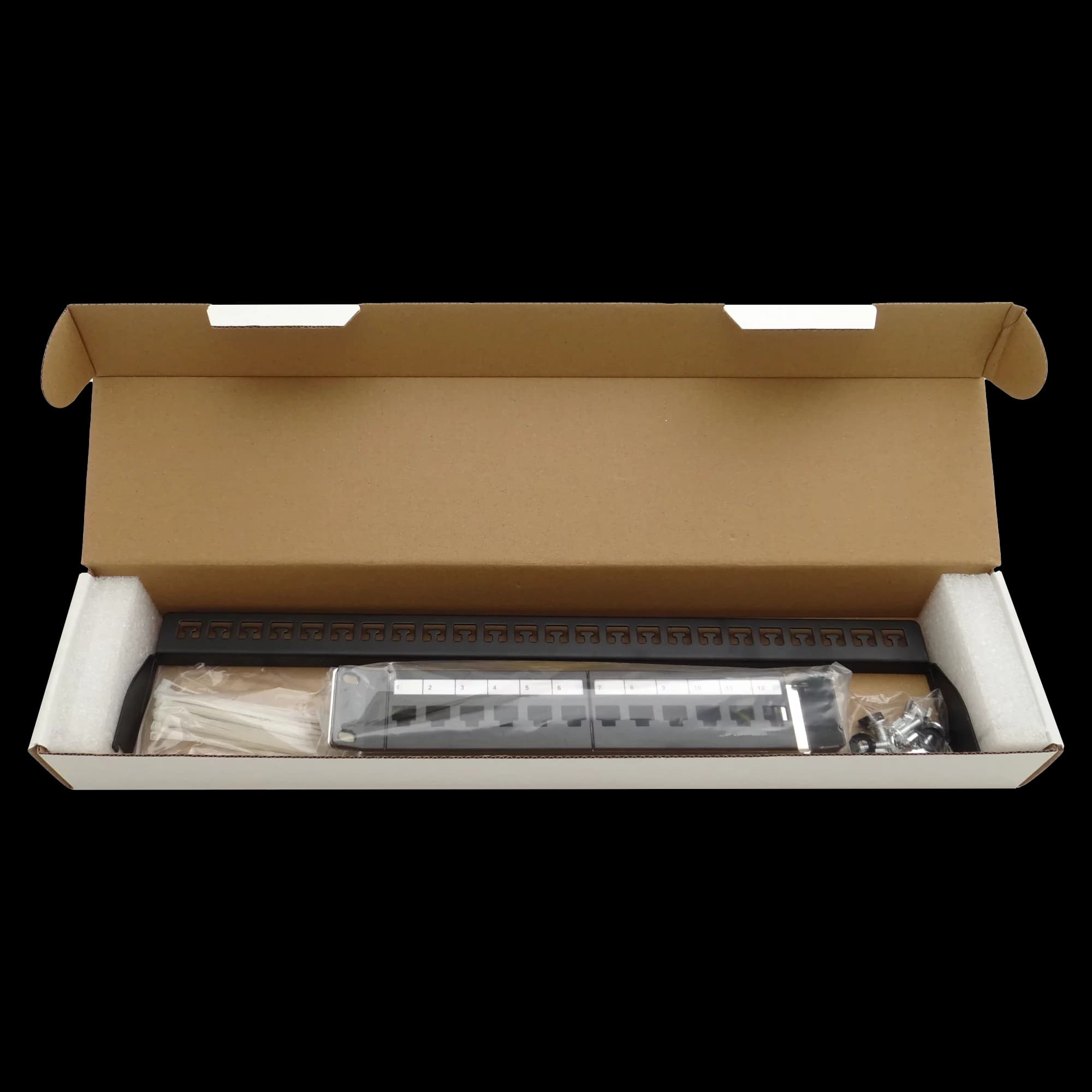 Empty Modular Angled Patch Panel | 1U CAT-6A | 24 Ports, vista 5