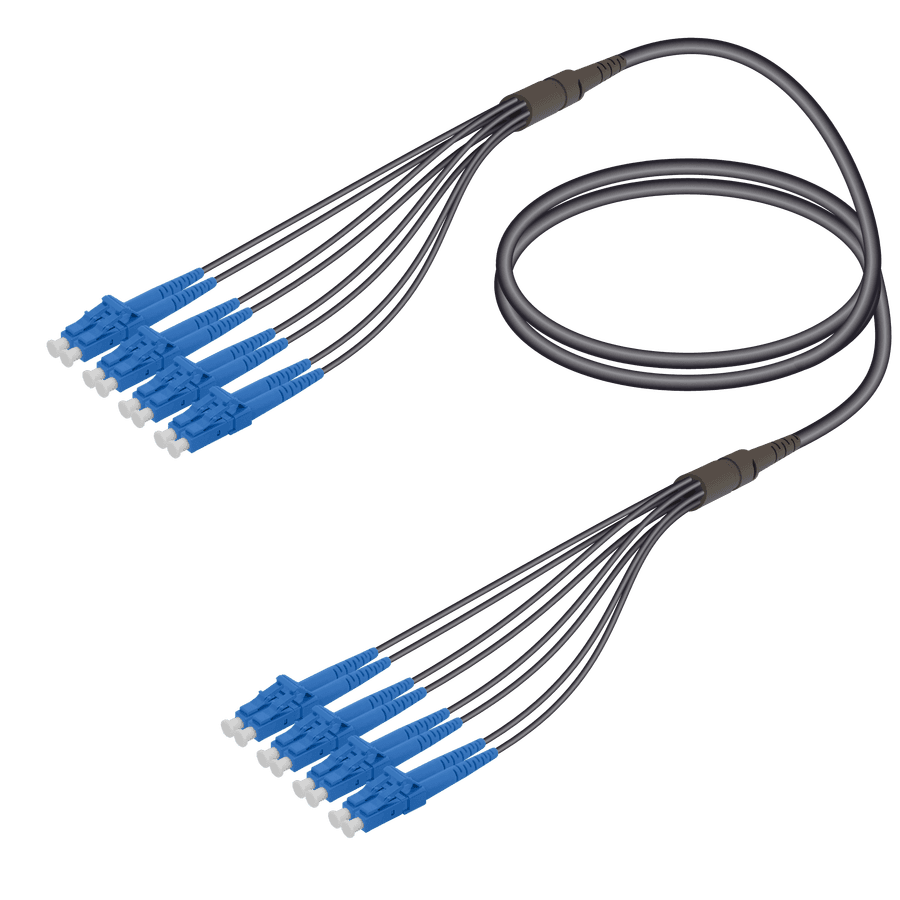 LC/UPC-LC/UPC | 8 Fibers Universal Fanout | Single Mode G657.A2 | 4.8/1.8mm