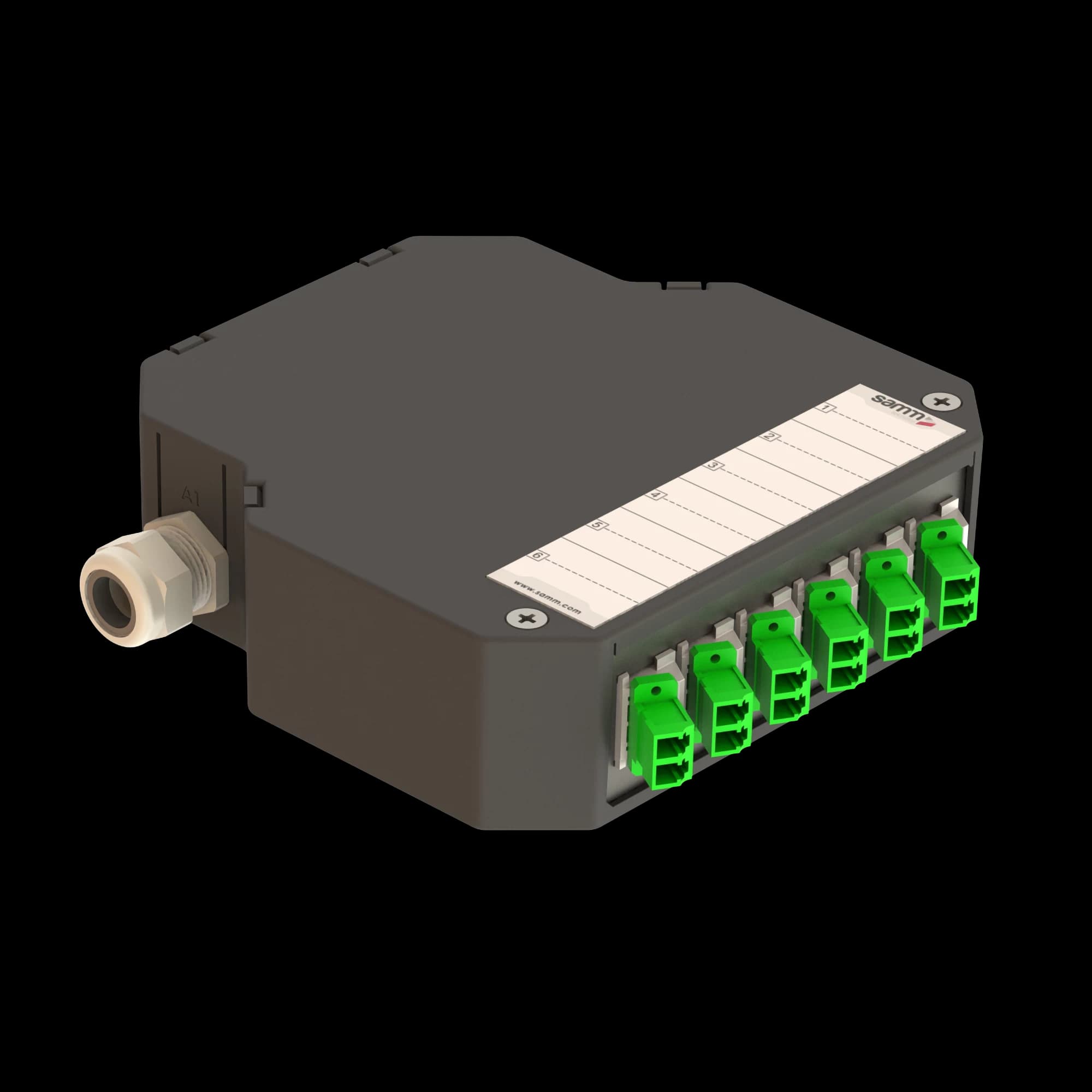 DIN Rail Termination Box | 6 LC Duplex Angled | DP2, vista 3
