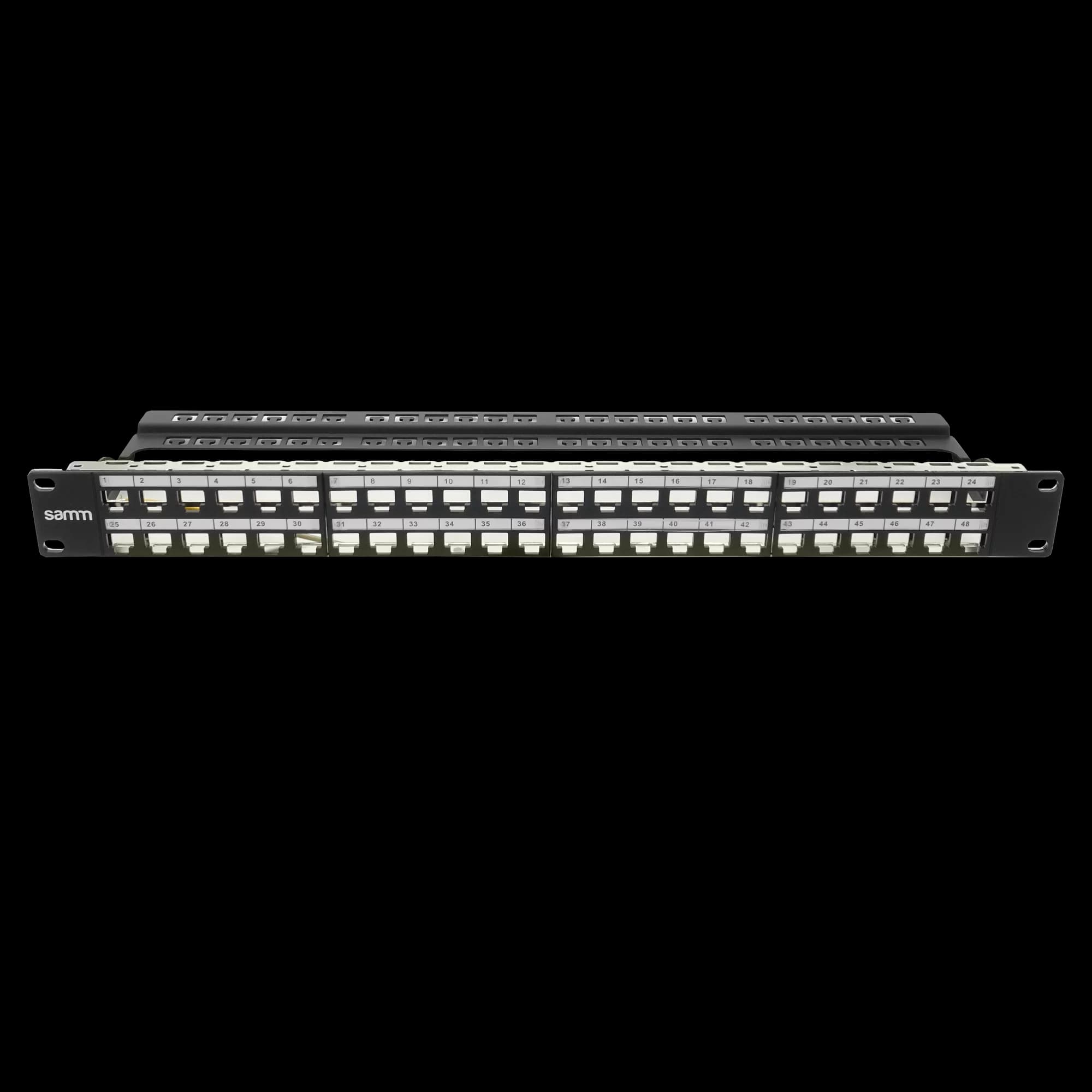 Empty Modular Straight HD Patch Panel | 1U CAT-6A | 48 Ports, vista 2