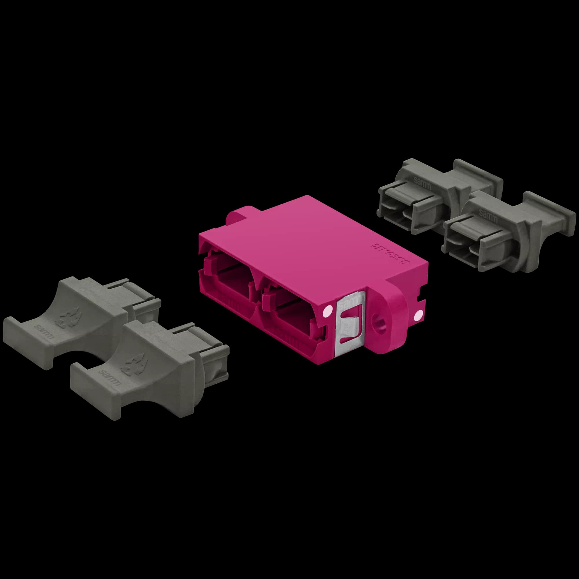 MTP Duplex Adapter | w/ Flange | Opposed Keys | 4 Dust Plugs US Conec ( 14992, 14995, 15000), vista 2