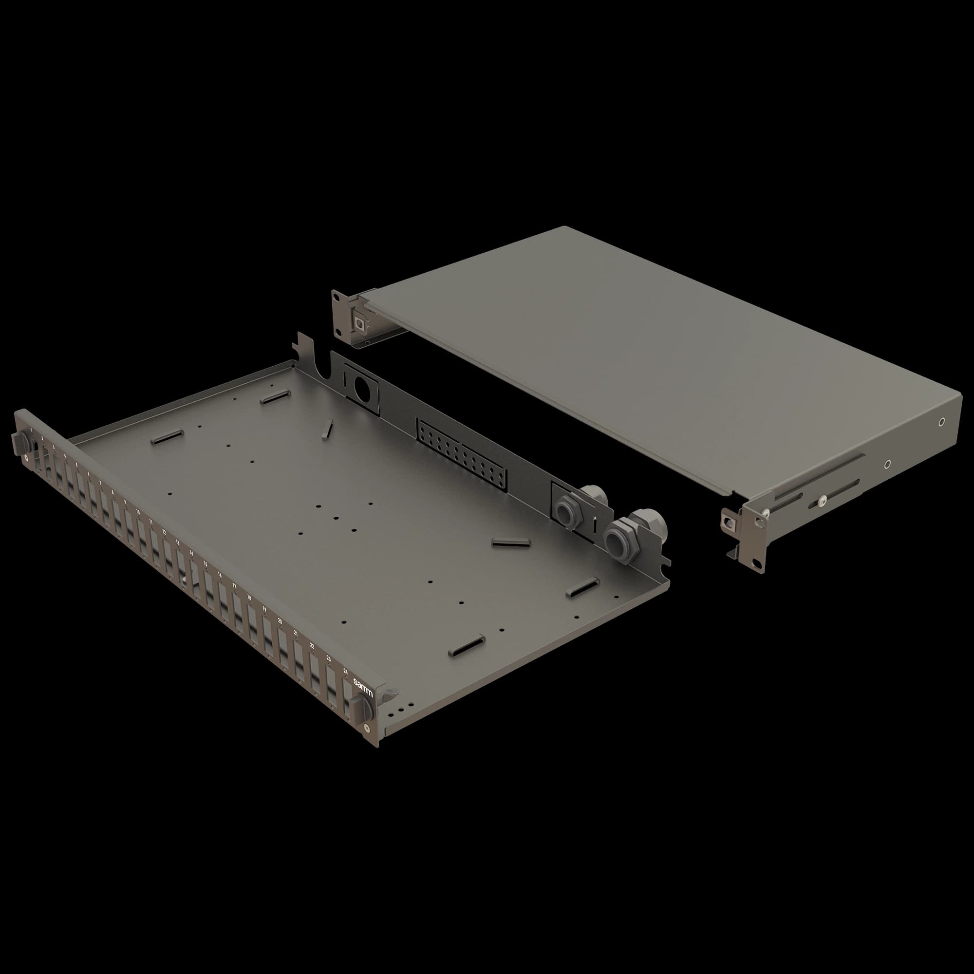 Bright Series | Mechanical Sliding | 24 Holes | FP04 | Empty Patch Panel, vista 2