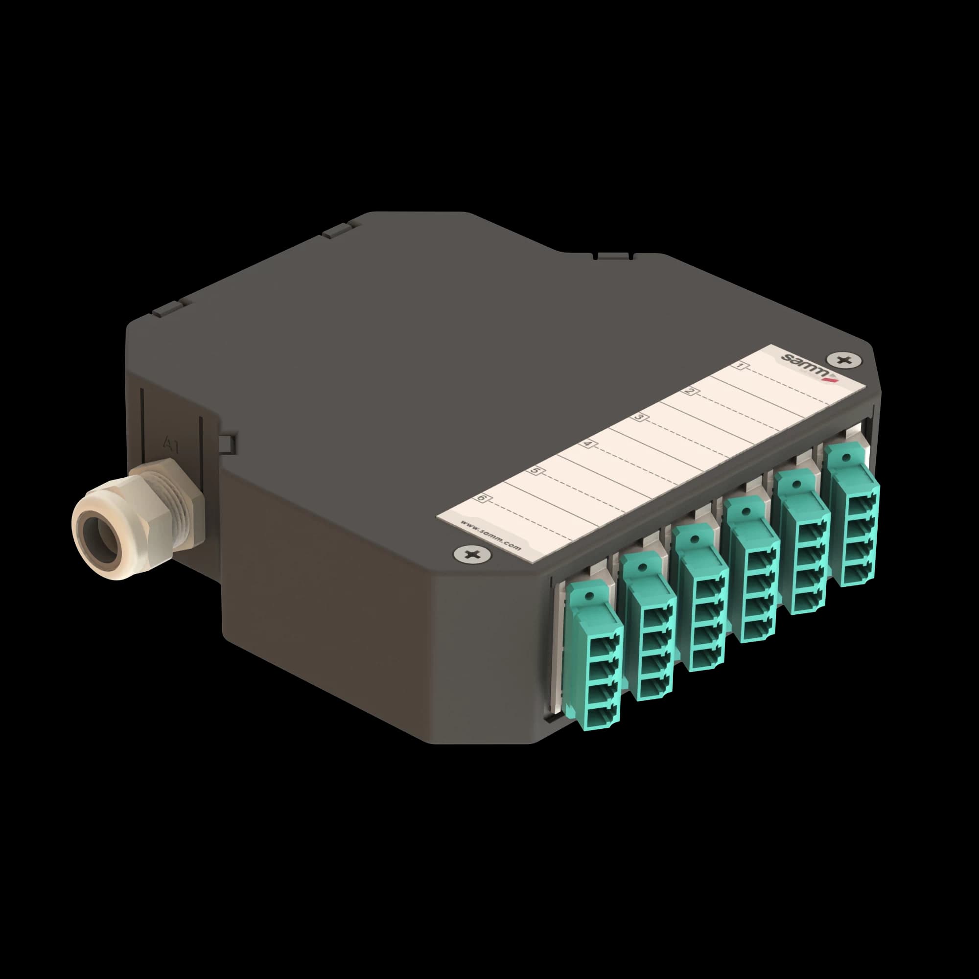 DIN Rail Termination Box | 6 LC Quad Angled | DP1, vista 5