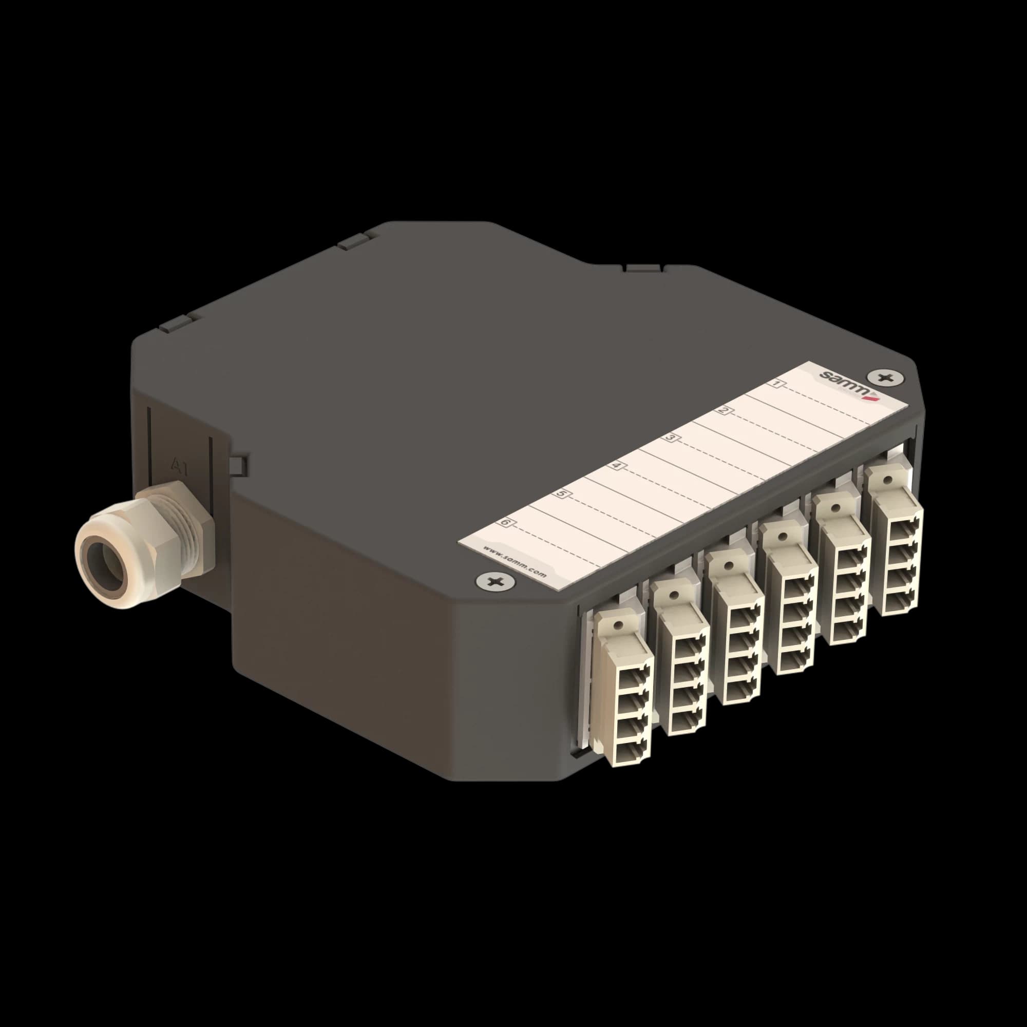 DIN Rail Termination Box | 6 LC Quad Angled | DP1, vista 4