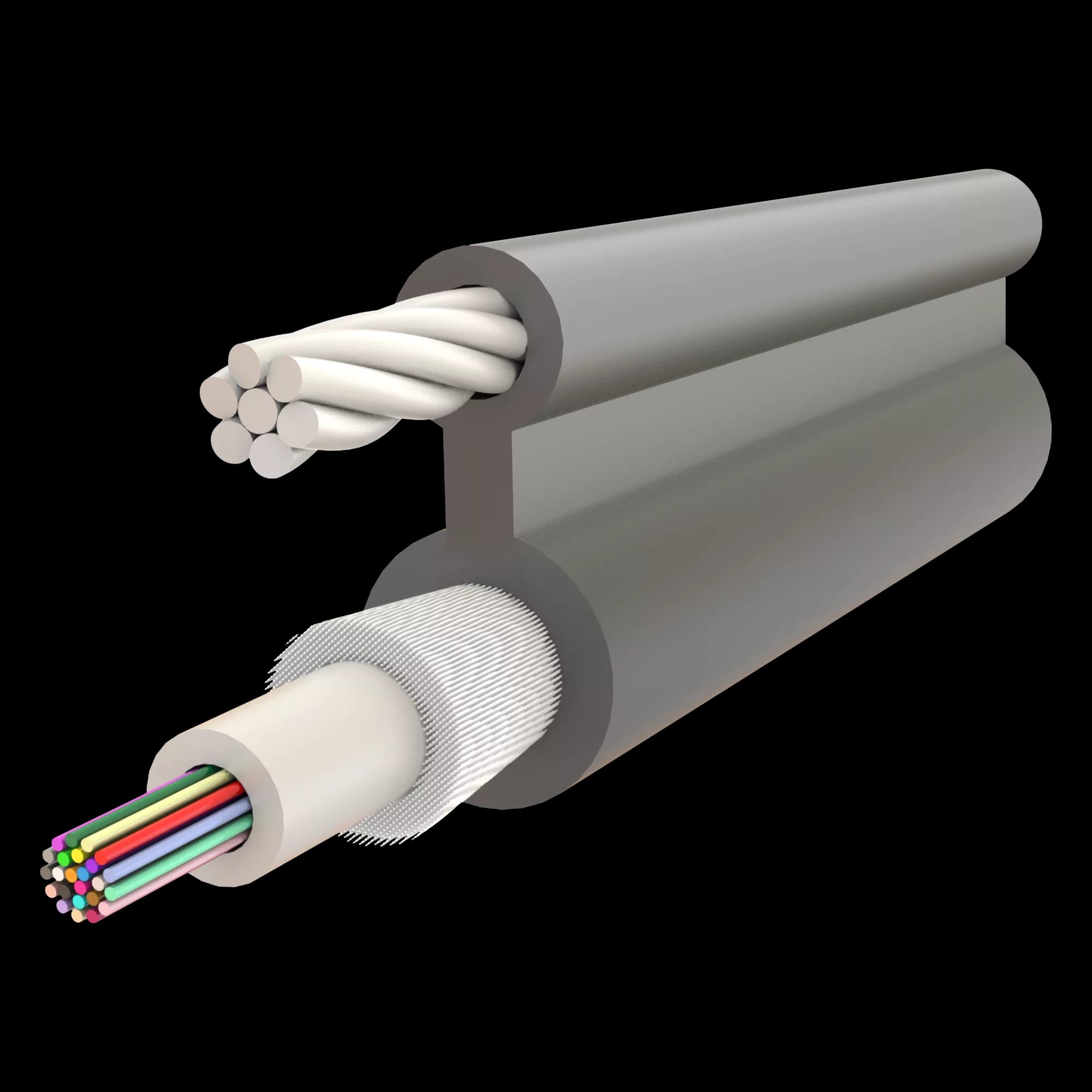 Fig-8 Steel Messenger Gel-Filled Dry Core Non-Armoured Central Loose Tube Single Jacket Cable 4F to 24F - A-D1Q(ZN-GY)2YT - 6x12.6mm
