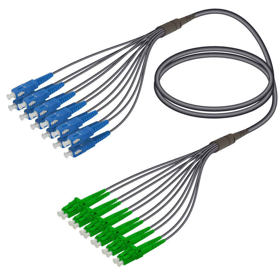 SC/UPC-LC/APC | 12 Fibers Universal Fanout | Single Mode G657.A2 | 4.8/1.8mm