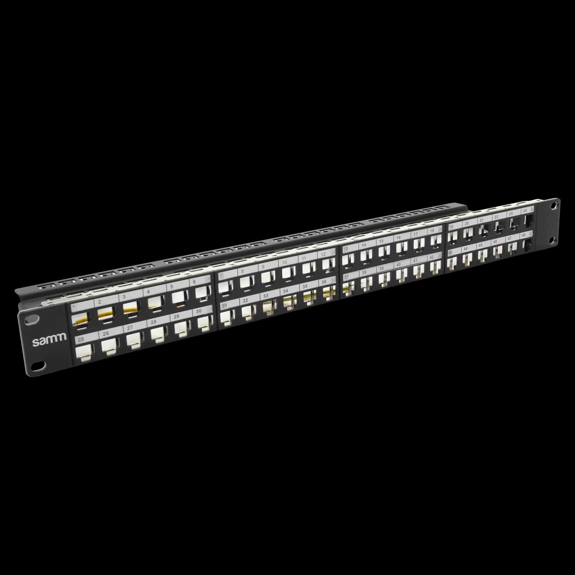 Empty Modular Straight HD Patch Panel | 1U CAT-6A | 48 Ports, vista 3
