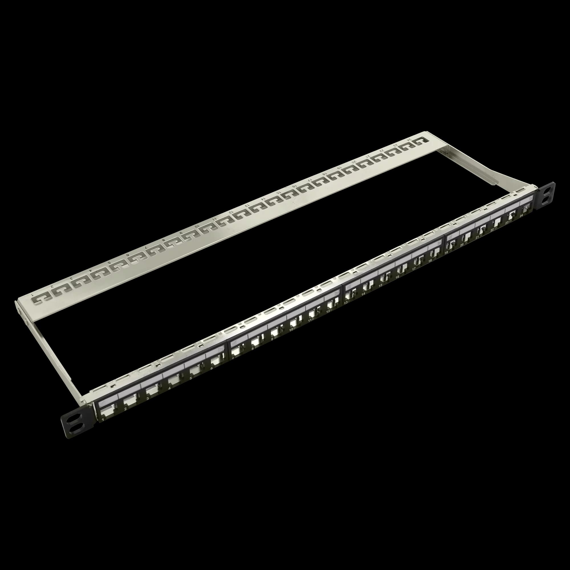 Empty Modular Straight HD Patch Panel | 0.5U CAT-6A | 24 Ports