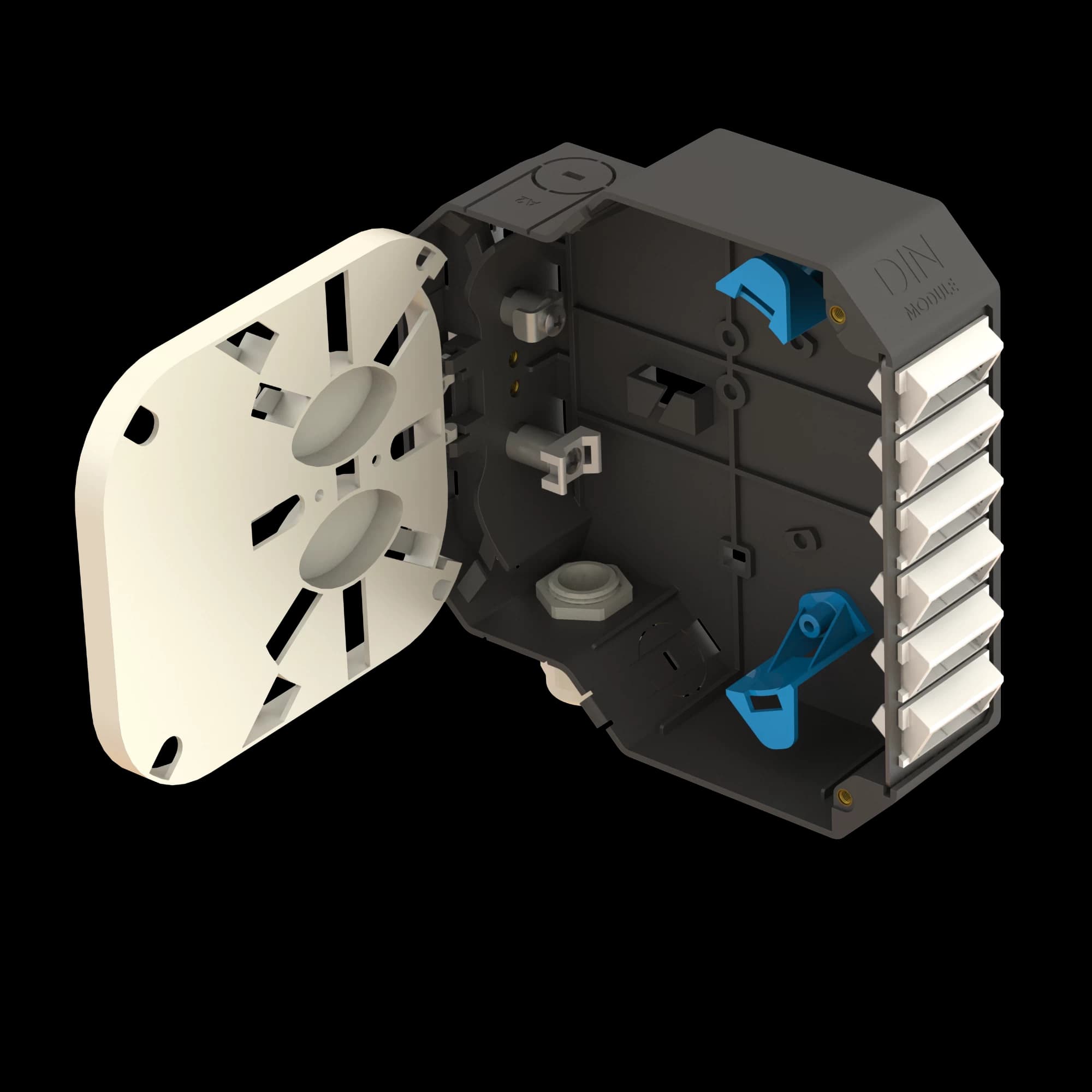 DIN Rail Termination Box | Angled | DP1 Empty (LC/QD SC/DX), vista 5