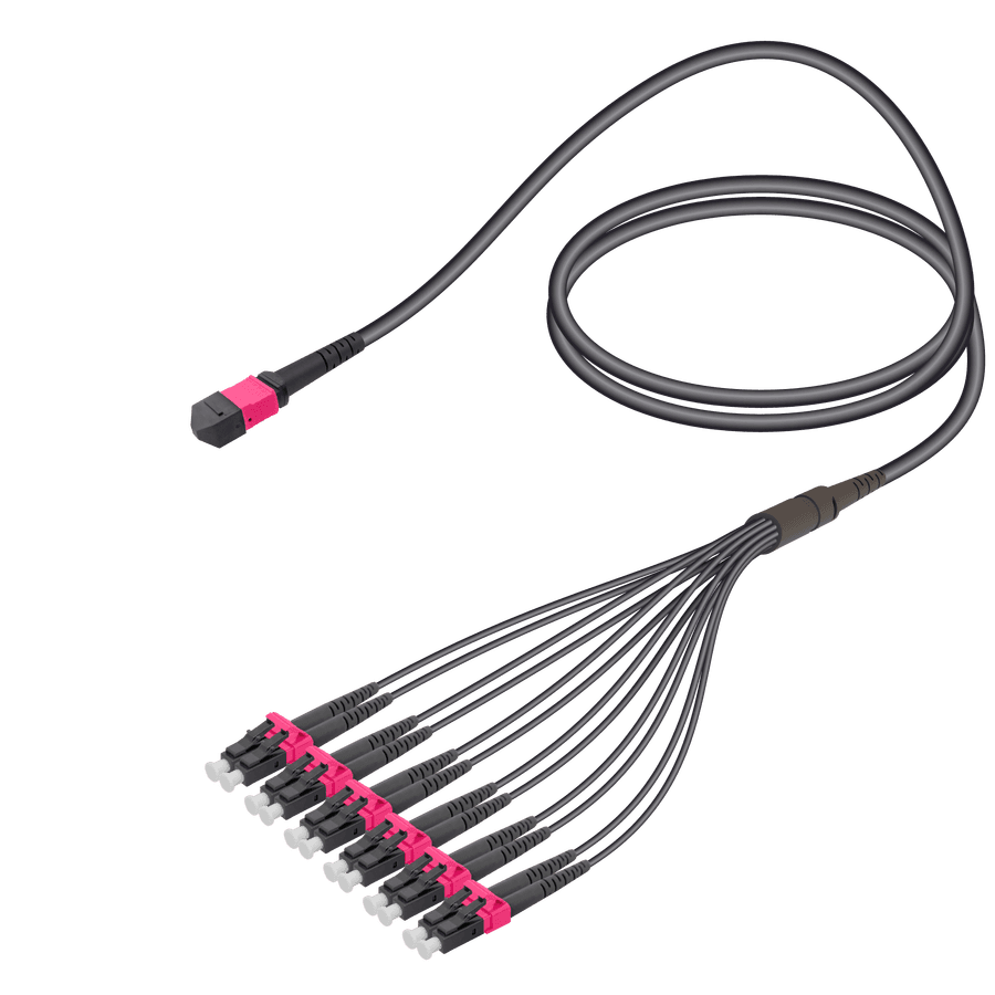 Male MTP Elite to LC/UPC Universal Fanout | Base-12 | Multi Mode G651.OM4 | 4.8/1.8mm