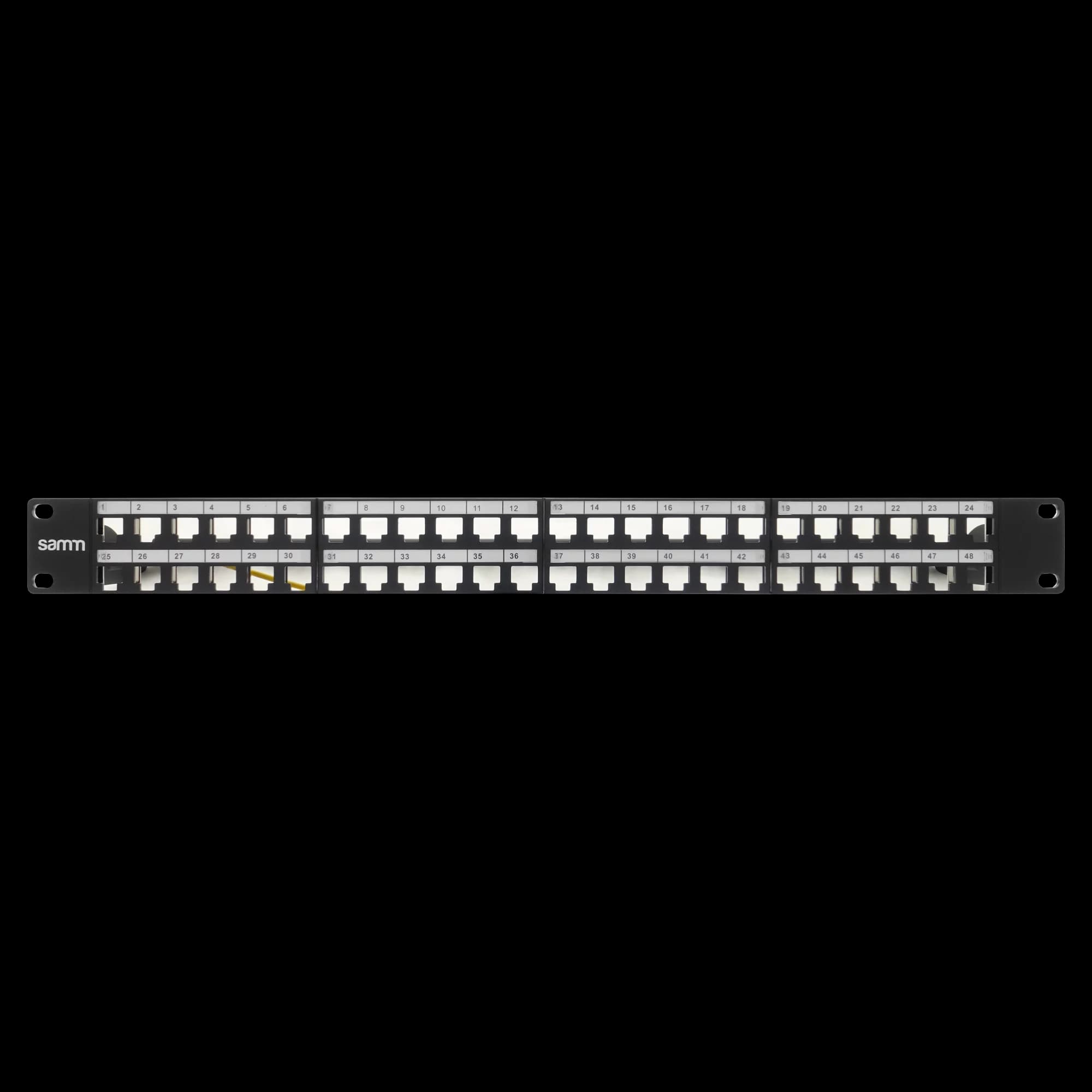 Empty Modular Straight HD Patch Panel | 1U CAT-6A | 48 Ports, vista 4