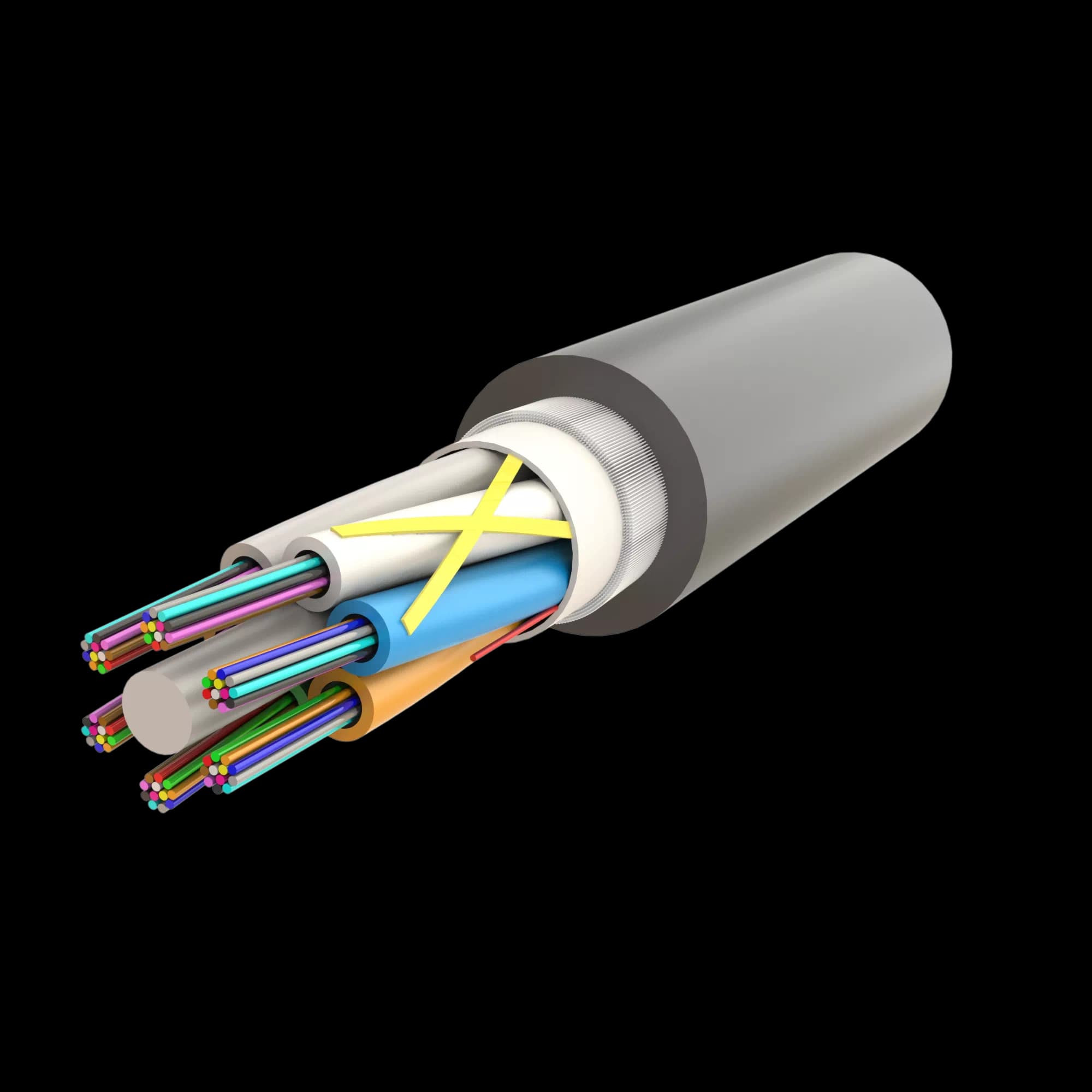 Non-Metallic Armoured Multi Loose Tube Fiber Optic Cable | Gel-Filled | UT-D1Q(ZN-GY)BH | Up to 72F | Universal