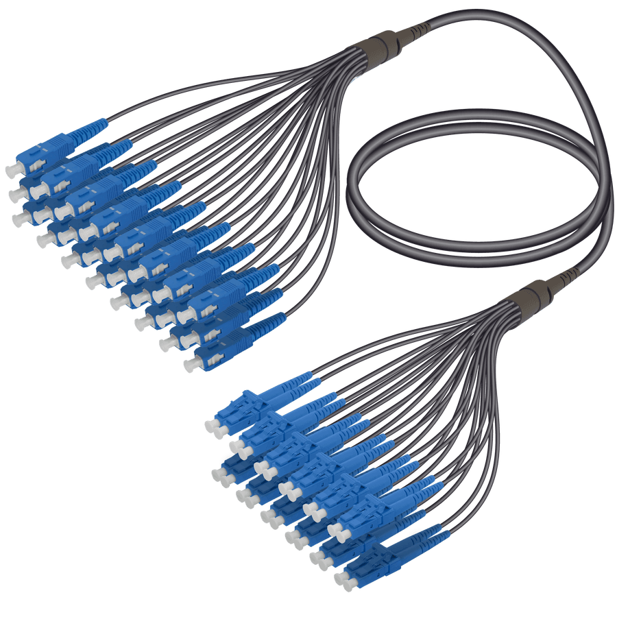 SC/UPC-LC/UPC | 24 Fibers Universal Fanout | Single Mode G657.A2 | 4.8/1.8mm