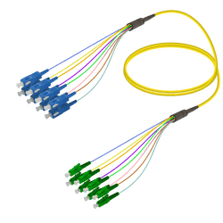 SC/UPC-LC/APC | 8 Fibers Fanout | Single Mode G657.A2 | 3.0/0.9mm, vista 2