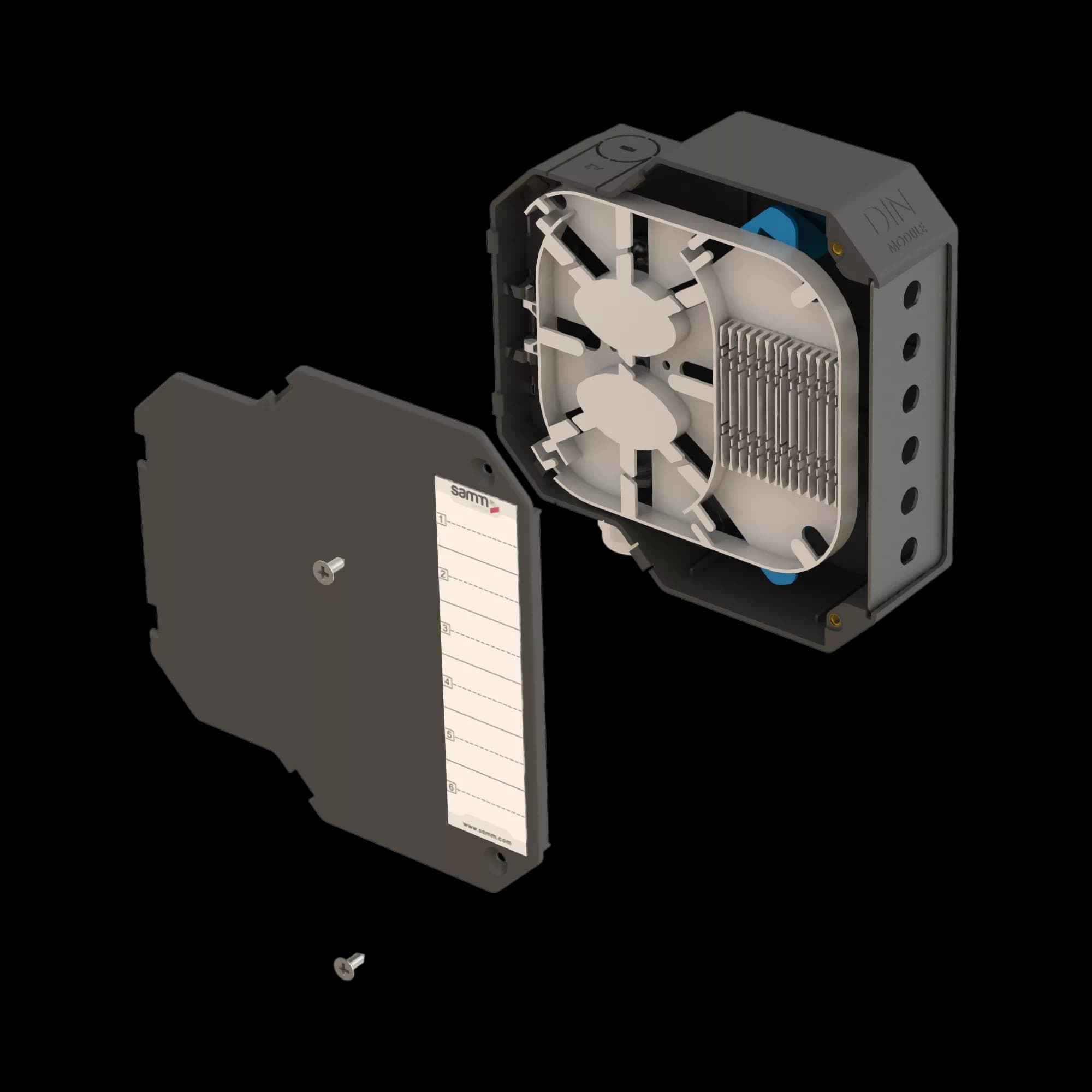 DIN Rail Termination Box | Straight | DP9 Empty (FC/ST SX D-Shape), vista 2
