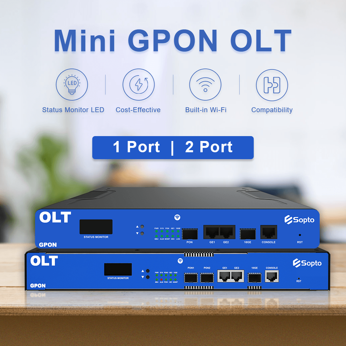 Mini 1&2 Ports GPON OLT, vista 3