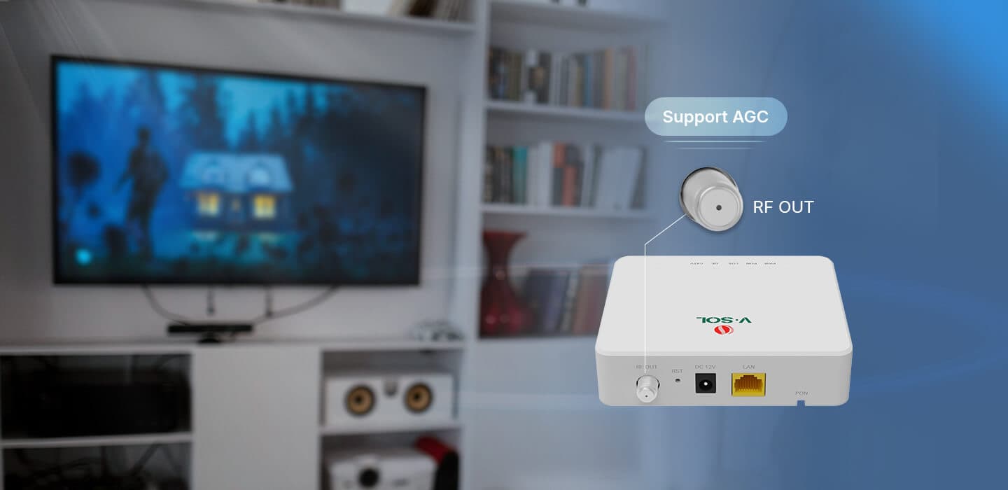 V2801T — XPON+1GE+CATV ONT, vista 8