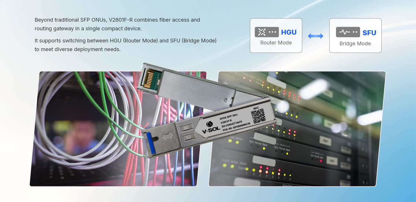 V2801F-R — 1XPON+1GE(SFP) SFP ONT, vista 9