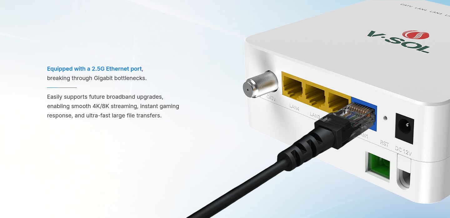 V2904QT-Z — 10G PON+2.5GbE+3GE+CATV SFU ONU, vista 9
