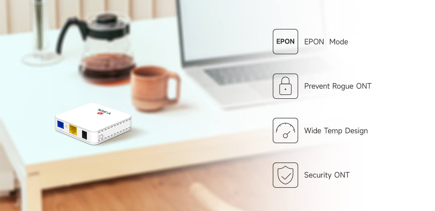 V2801RE — 1GE Secure EPON ONU, vista 2