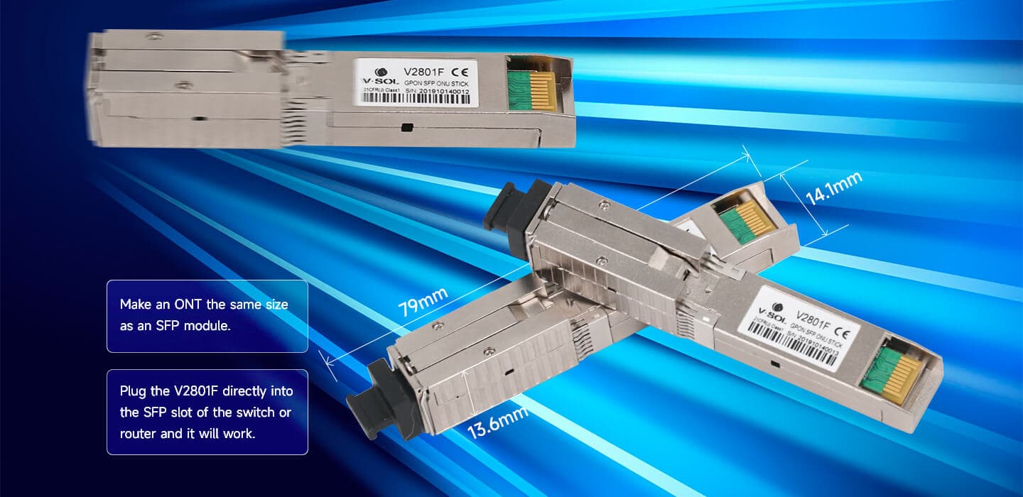 V2801F — 1XPON+1GE(SFP) SFP ONT, vista 5