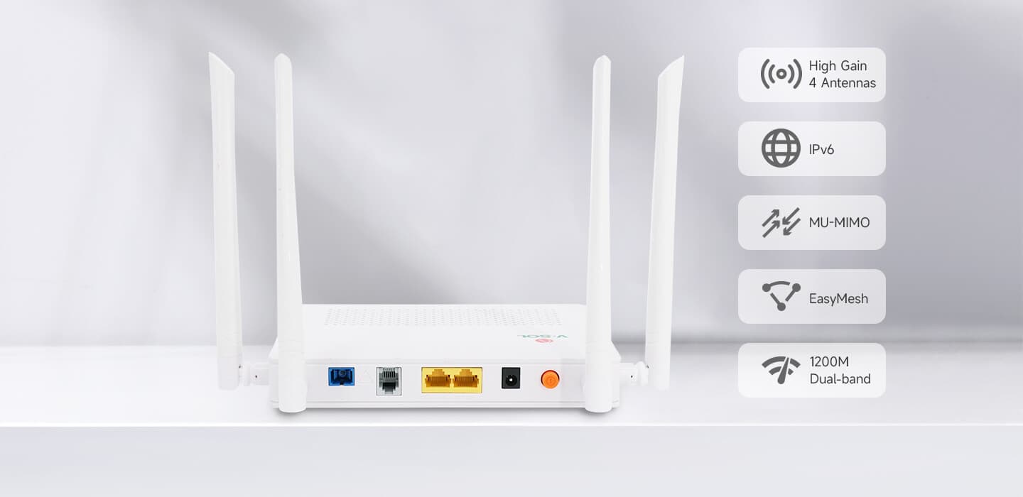 HG323DAC — 1GE(WAN/LAN1)+1GE(LAN)+1POTS+Wi-Fi 5 ONU, vista 6