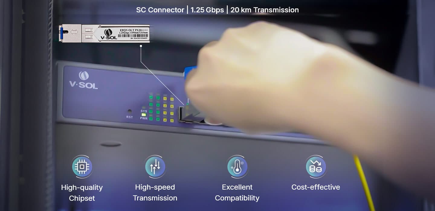 EPON OLT SFP PX20++++ Optical Module, vista 3