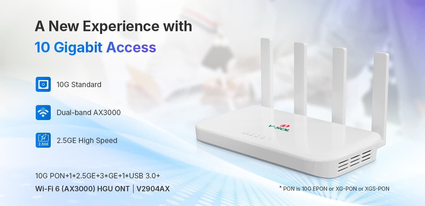 V2904AX — 1*2.5GE+3*GE+1*USB3.0+Wi-Fi6 HGU ONT, vista 5