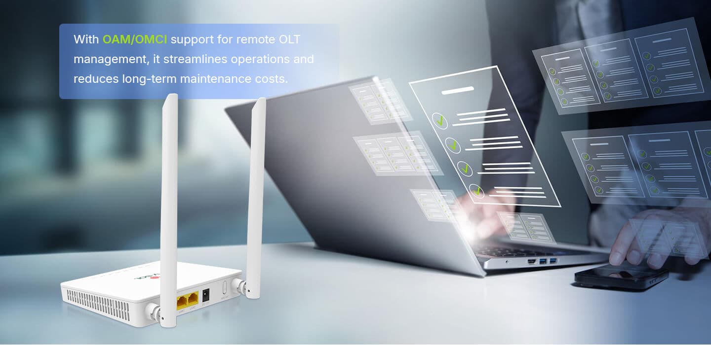 V2802AC-H — 1XPON+2GE+Wi-Fi 5 ONT, vista 11