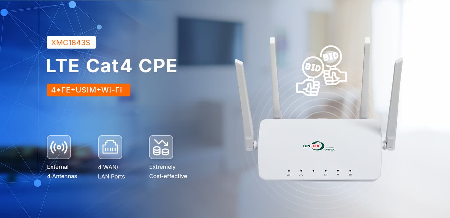 XMC1843S — Cost-effective 4 LAN Ports LTE CAT4 CPE, vista 7