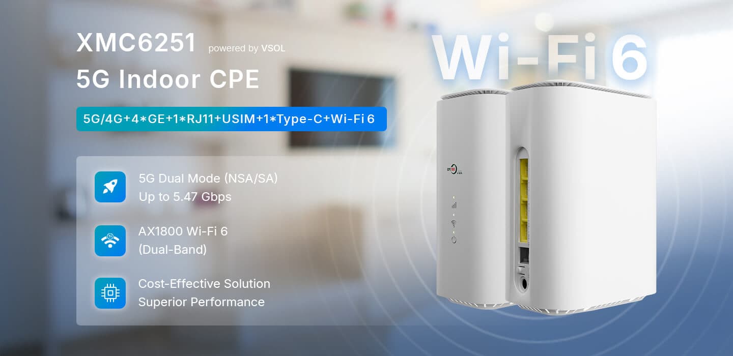 XMC6251 — 5G Indoor CPE, vista 6