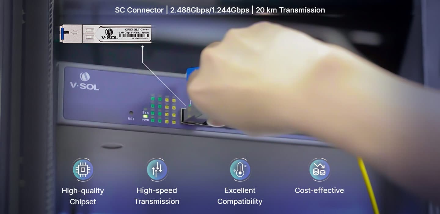 GPON OLT SFP C++++ Optical Module, vista 3