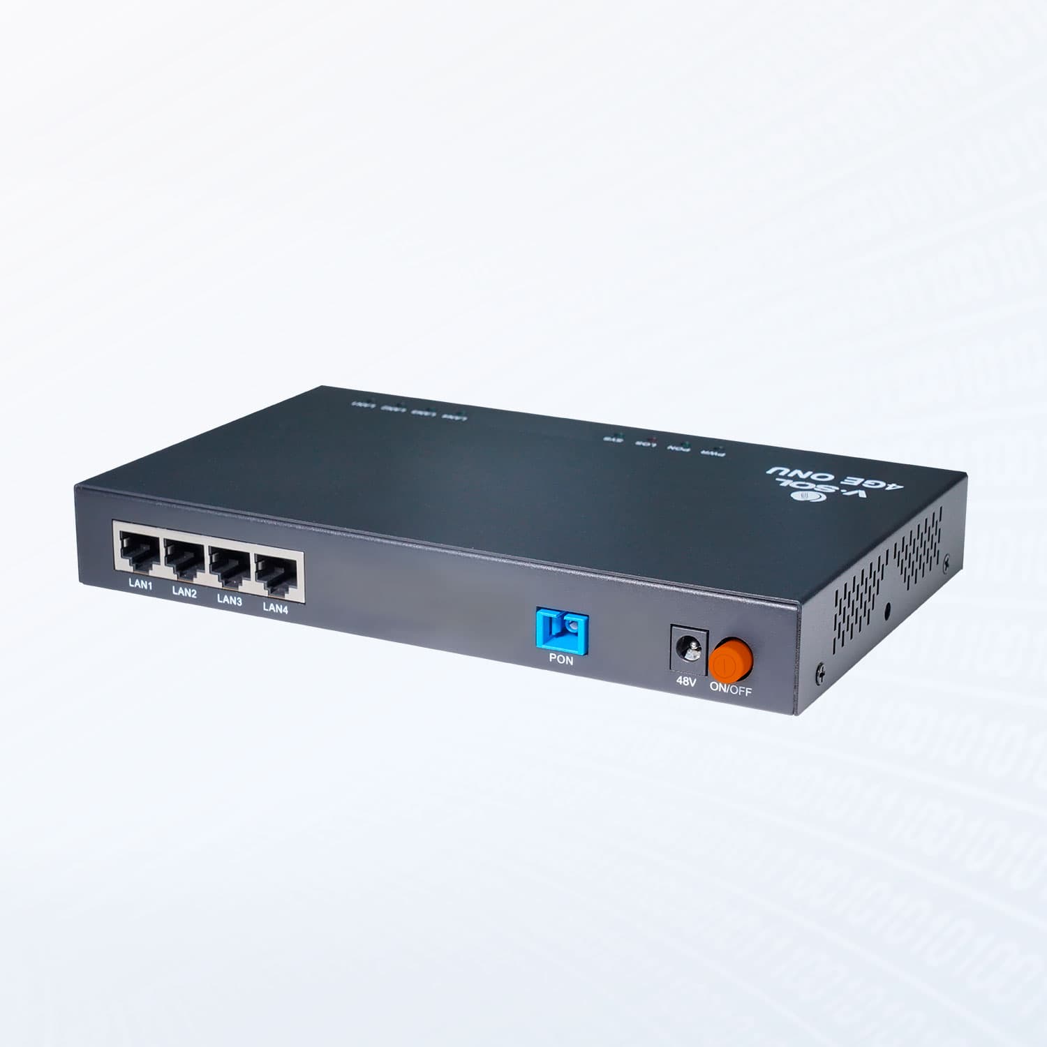 V2804-4GL(-PSE) — 1XPON+4GE(PoE+) ONU, vista 2