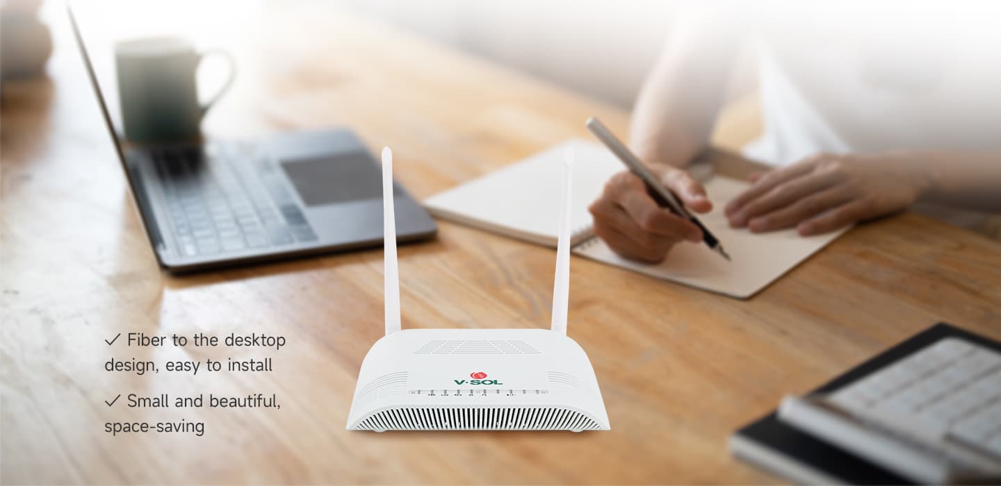 V2802GW — 1GE(WAN/LAN1)+1FE(LAN) Wi-Fi 4 ONU, vista 8