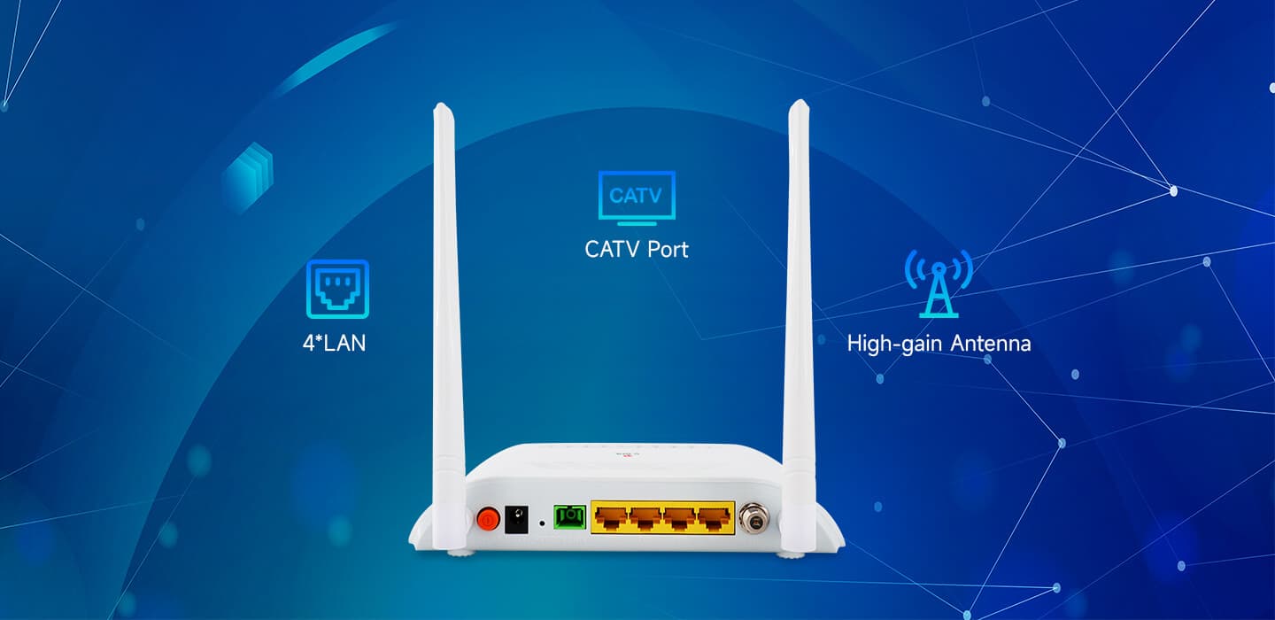 V2804RGWT — 1GE(WAN/LAN1)+3FE(LAN)+CATV+Wi-Fi 4 ONU, vista 5