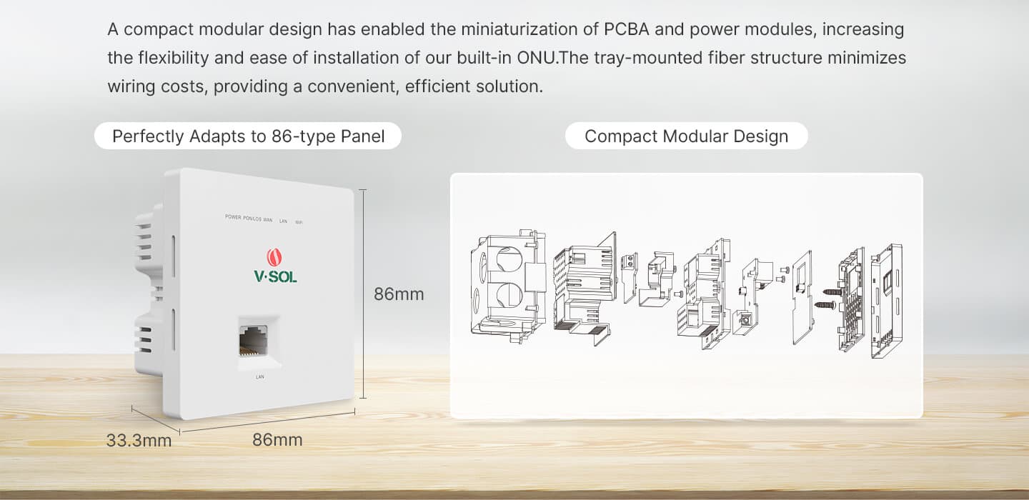 V2801P/V2801PW — 1XPON+1GE+Wi-Fi 4 Built-in ONT(86 Type), vista 6