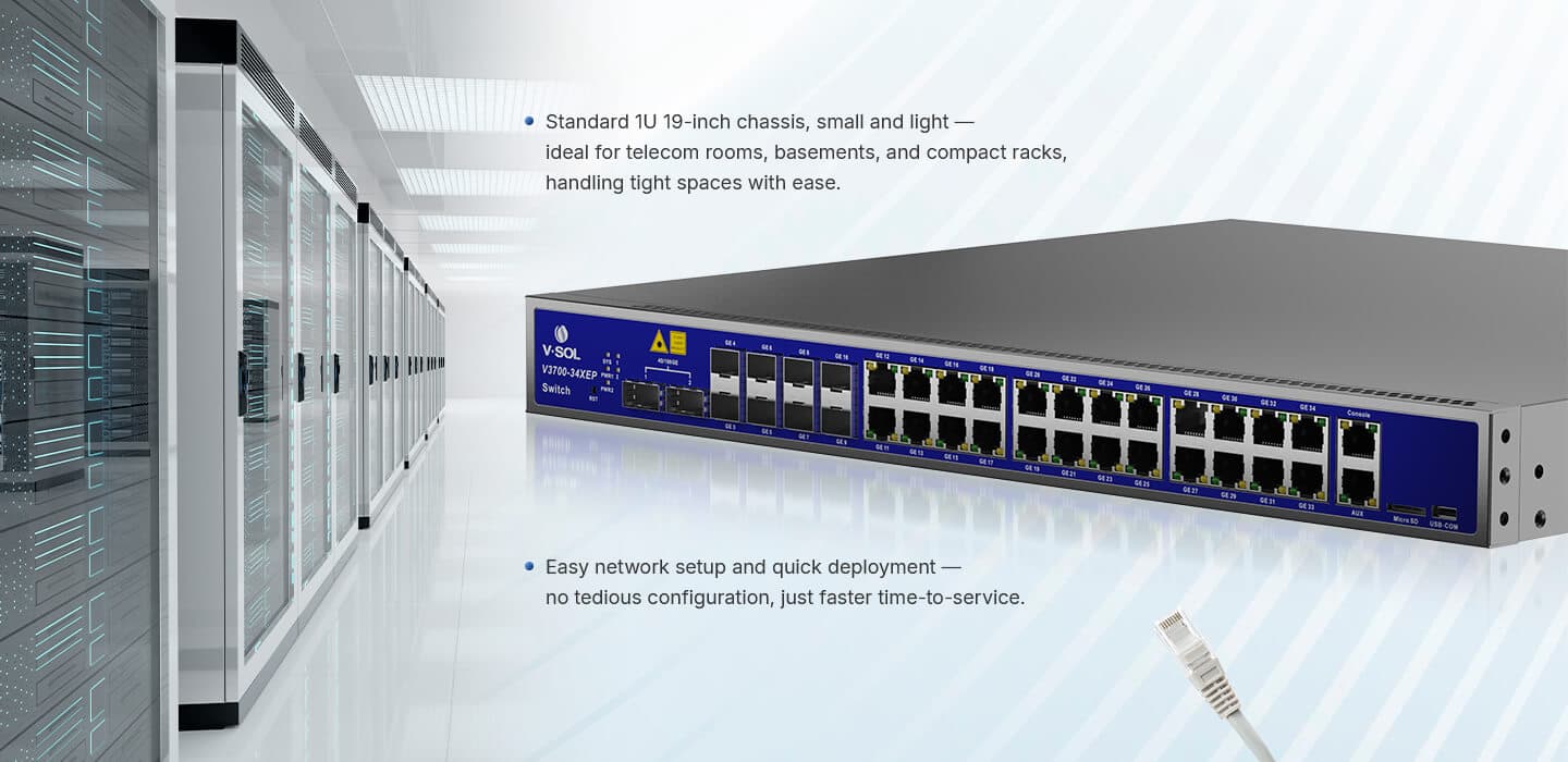 V3700-34XEP — 24*10GE(PoE++)+8*10GE(SFP+)+2*40G/100G(QSFP) Layer3 Switch, vista 9