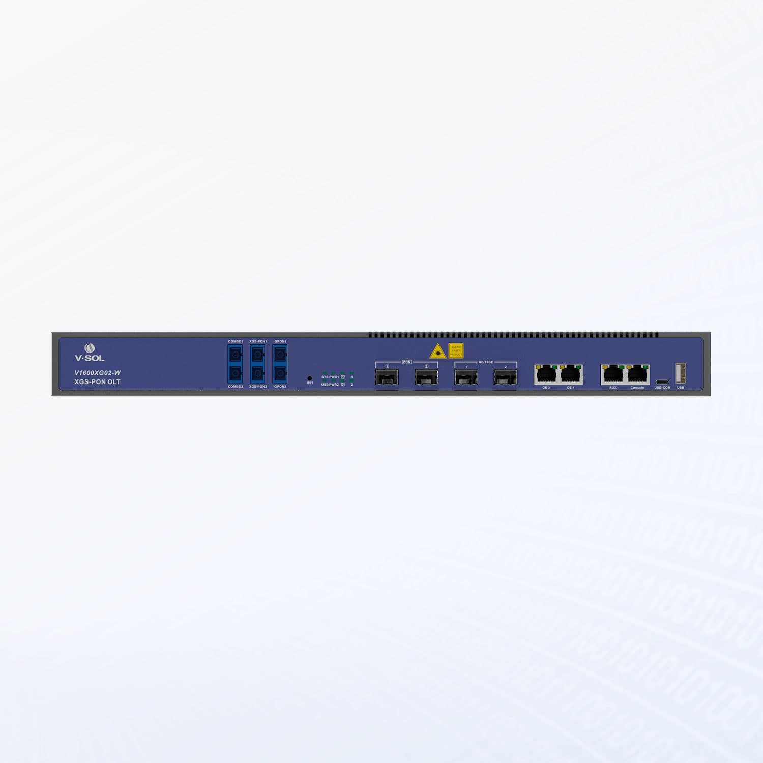 V1600XG02-W — 2 PON Port GPON/XG/XGS-PON OLT, vista 2