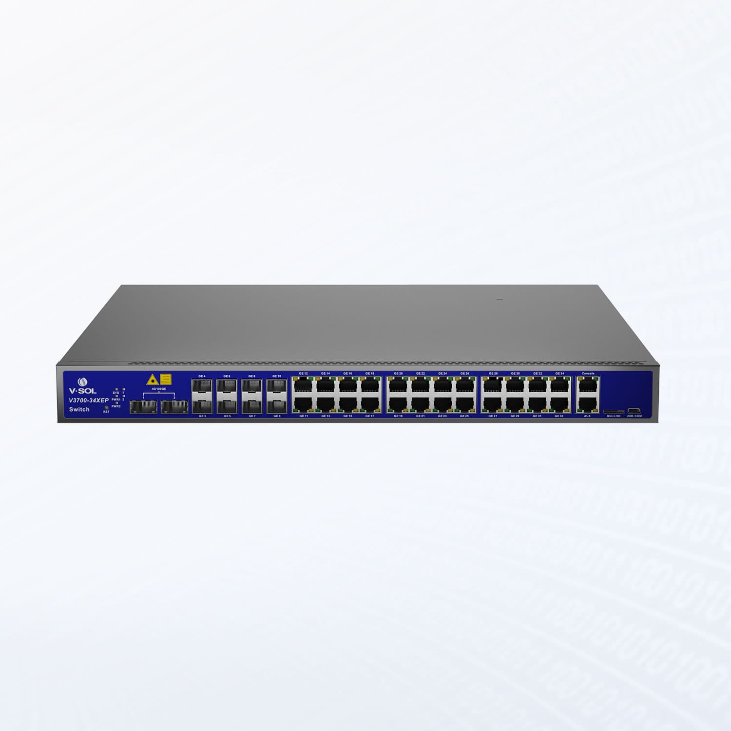 V3700-34XEP — 24*10GE(PoE++)+8*10GE(SFP+)+2*40G/100G(QSFP) Layer3 Switch, vista 3