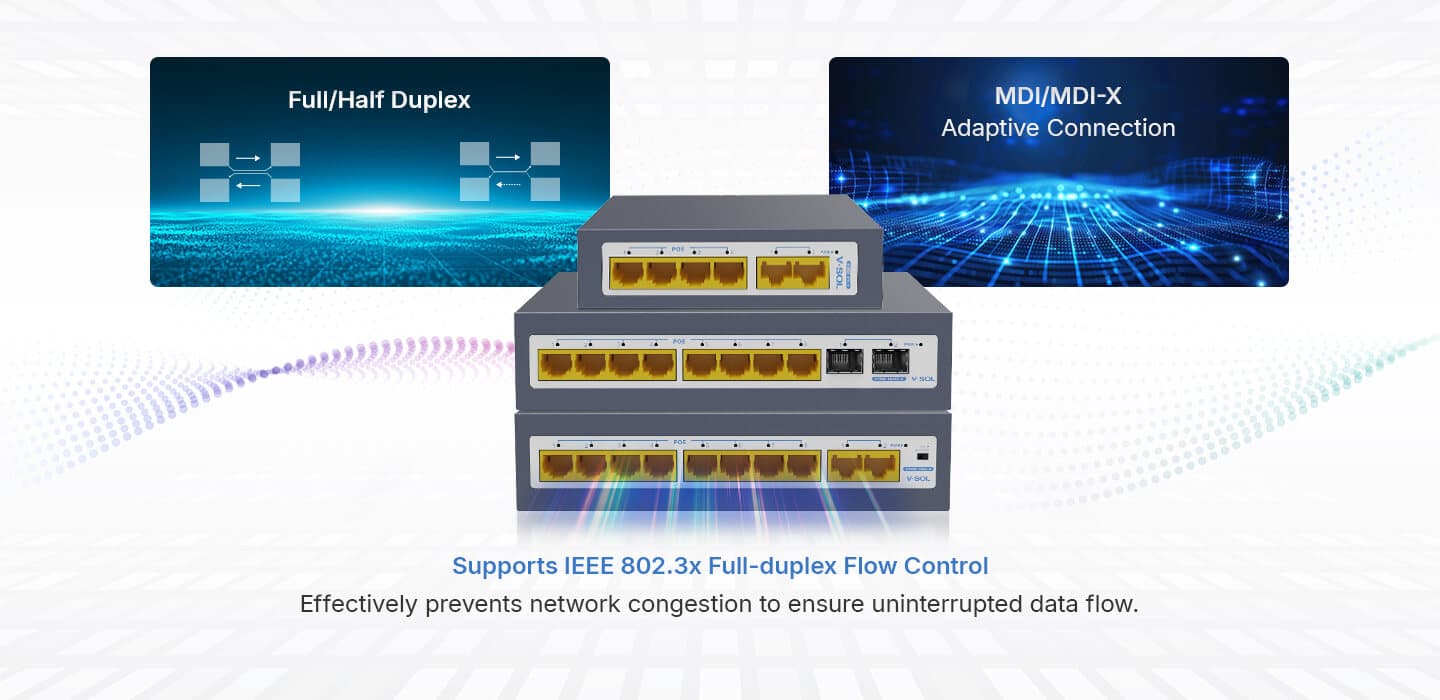 Serie PoE V1500 — Unmanaged PoE Switch (V1500 PoE Series), vista 8