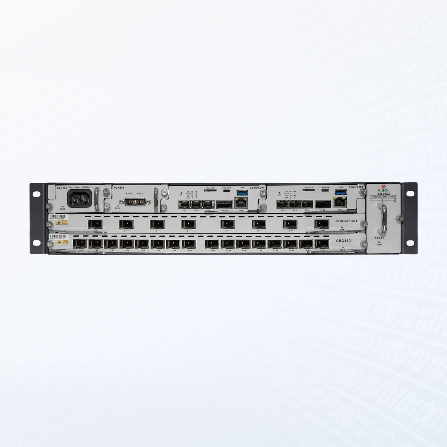 V5600X2 — Chasis combinado GPON/XGS-PON de 2 ranuras OLT