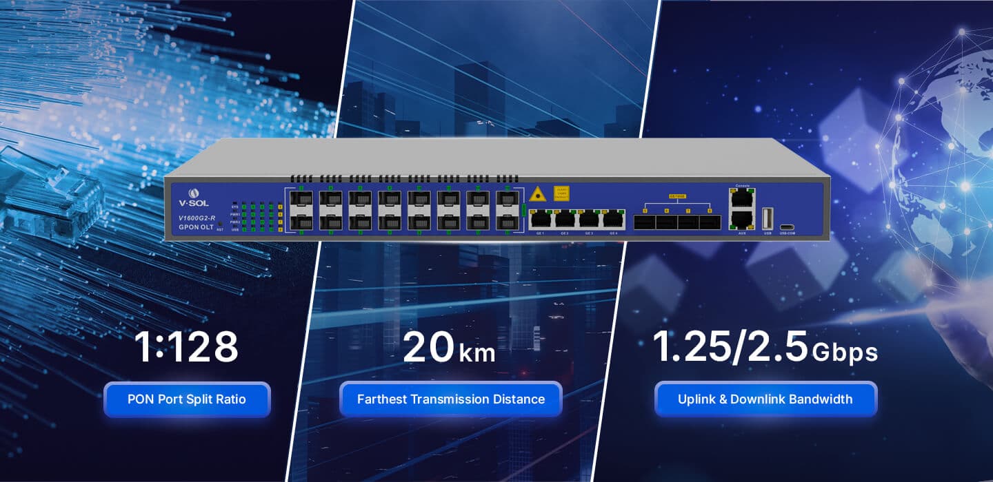 V1600G2-R — 16 Port GPON OLT, vista 8